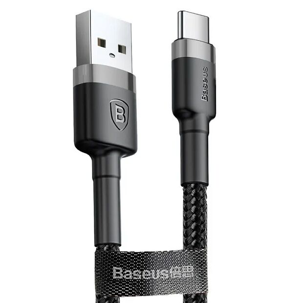 Кабель Baseus Cafule Cable USB For Type-C 3A 1M CATKLF-BG1 (Grey/Серый) - 1